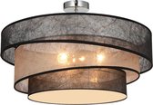 Lindby - plafondlamp - 3lichts - ijzer, textiel - H: 24 cm - E27 - chroom, zwart, goud