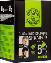 Men's Master Coloring Shampoo Black - Zwarte Semi Permanente Haarverf M/V met Natuurlijke Hennepolie - Inclusief Handschoenen - 10 zakjes x 25ML