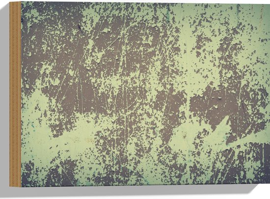 Hout - Bruin met Groene Textuur op Muur - 40x30 cm - 9 mm dik - Foto op Hout (Met Ophangsysteem)