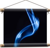 Textielposter - Blauwe Abstracte Streep tegen Zwarte Achtergrond - 40x30 cm Foto op Textiel