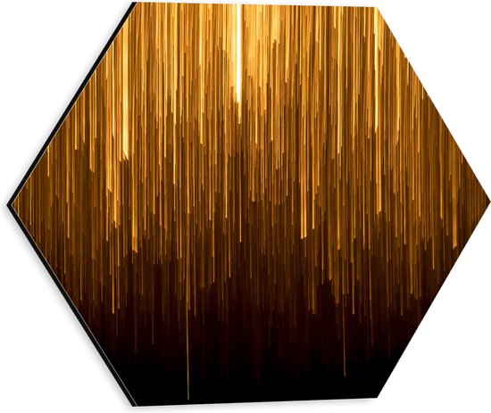 Dibond Hexagon - Abstracte Gouden Strepen - 30x26.1 cm Foto op Hexagon (Met Ophangsysteem)