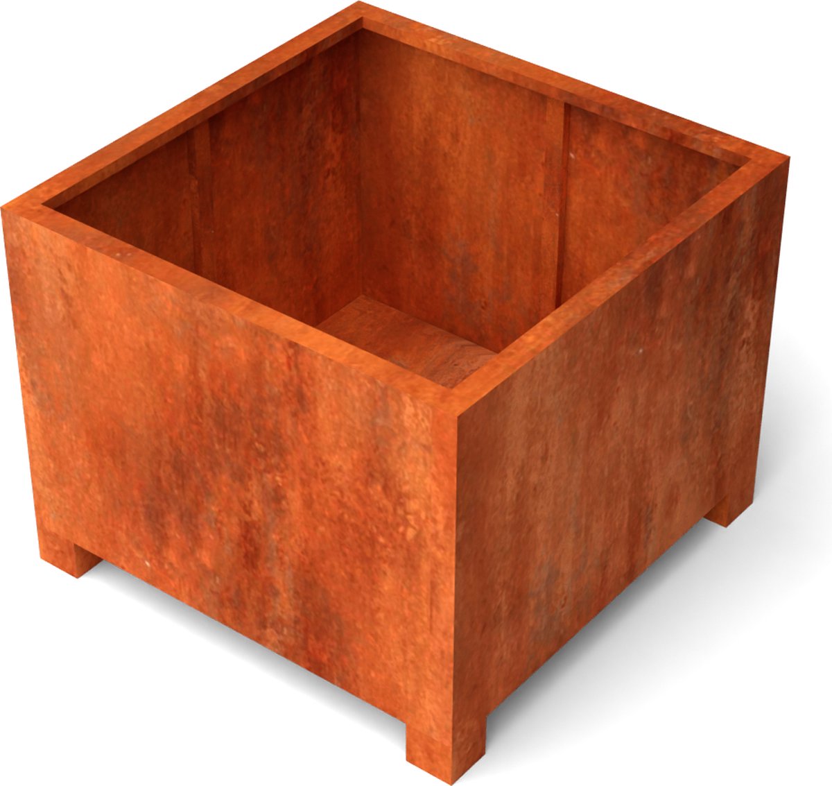 Plantenbak Artesa Cortenstaal met 90mm poten 1000x1000x800mm (LxBxH) - Materiaaldikte 2mm.