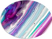 PVC Schuimplaat Ovaal - Mix van Paarse en Blauwe Kleuren - 96x72 cm Foto op Ovaal (Met Ophangsysteem)