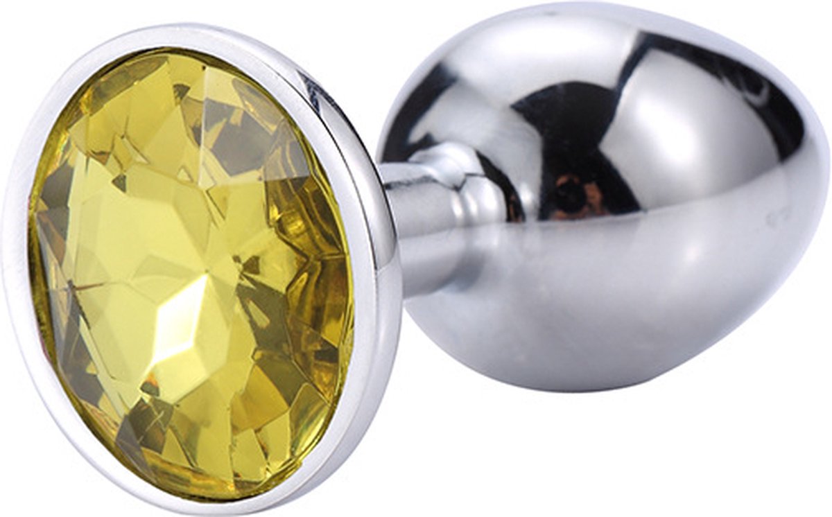 Goedkoopste Banoch - Buttplug Aurora yellow Large- Metalen buttplug - Diamant steen - geel