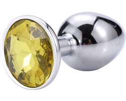 Banoch - Buttplug Aurora yellow Large- Metalen buttplug - Diamant steen - geel