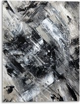 Acrylglas - Abstracte Verfmix van Zwart en Wit Tinten - 30x40 cm Foto op Acrylglas (Met Ophangsysteem)