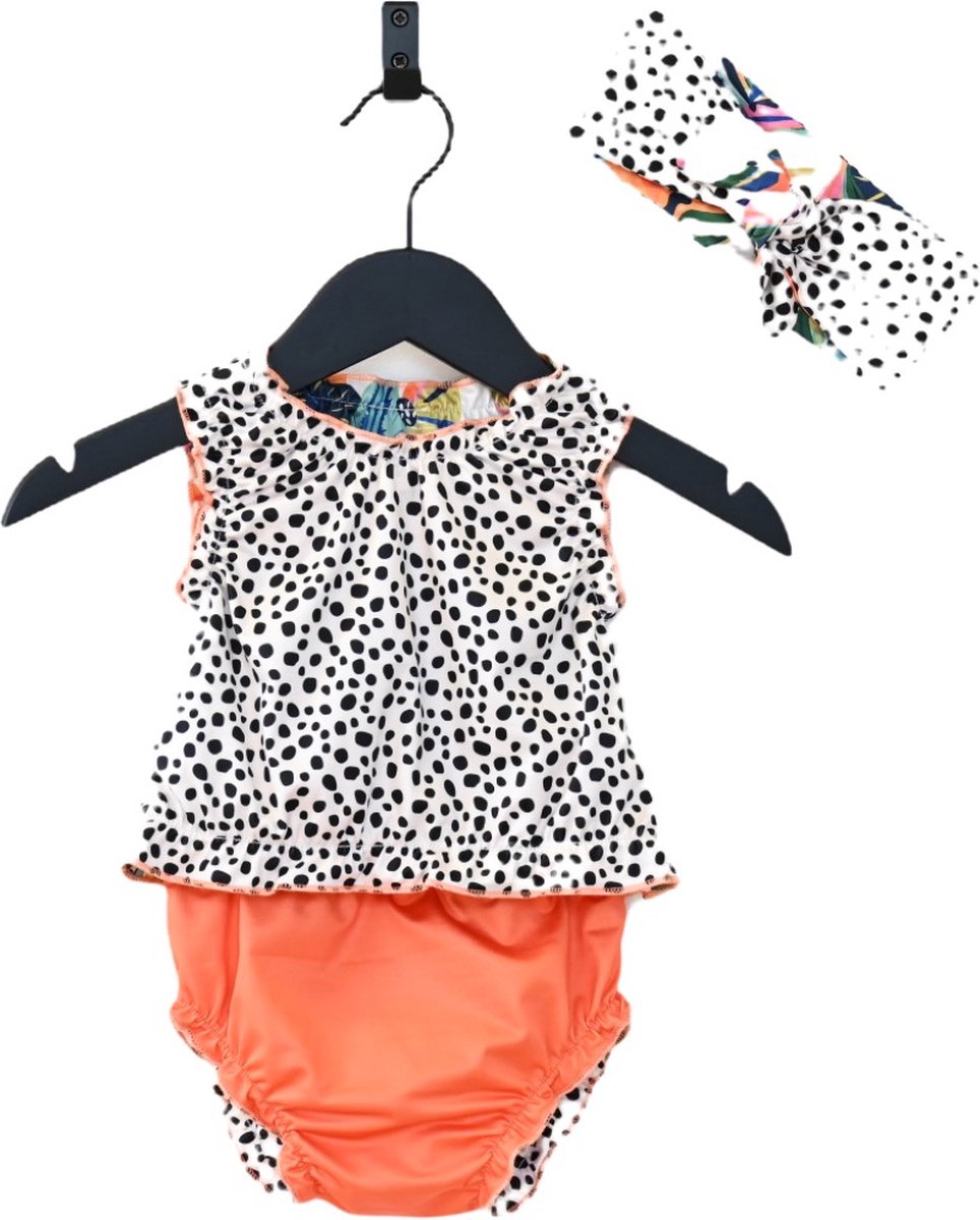 Ducksday Omkeerbare baby tankini met haarlint voor meisjes UPF 50