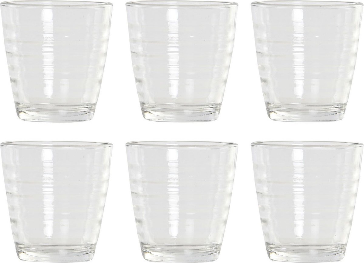 12x Pièces verres à eau transparents / verres à boire rayures relief 250 ml  en verre -... | bol.com