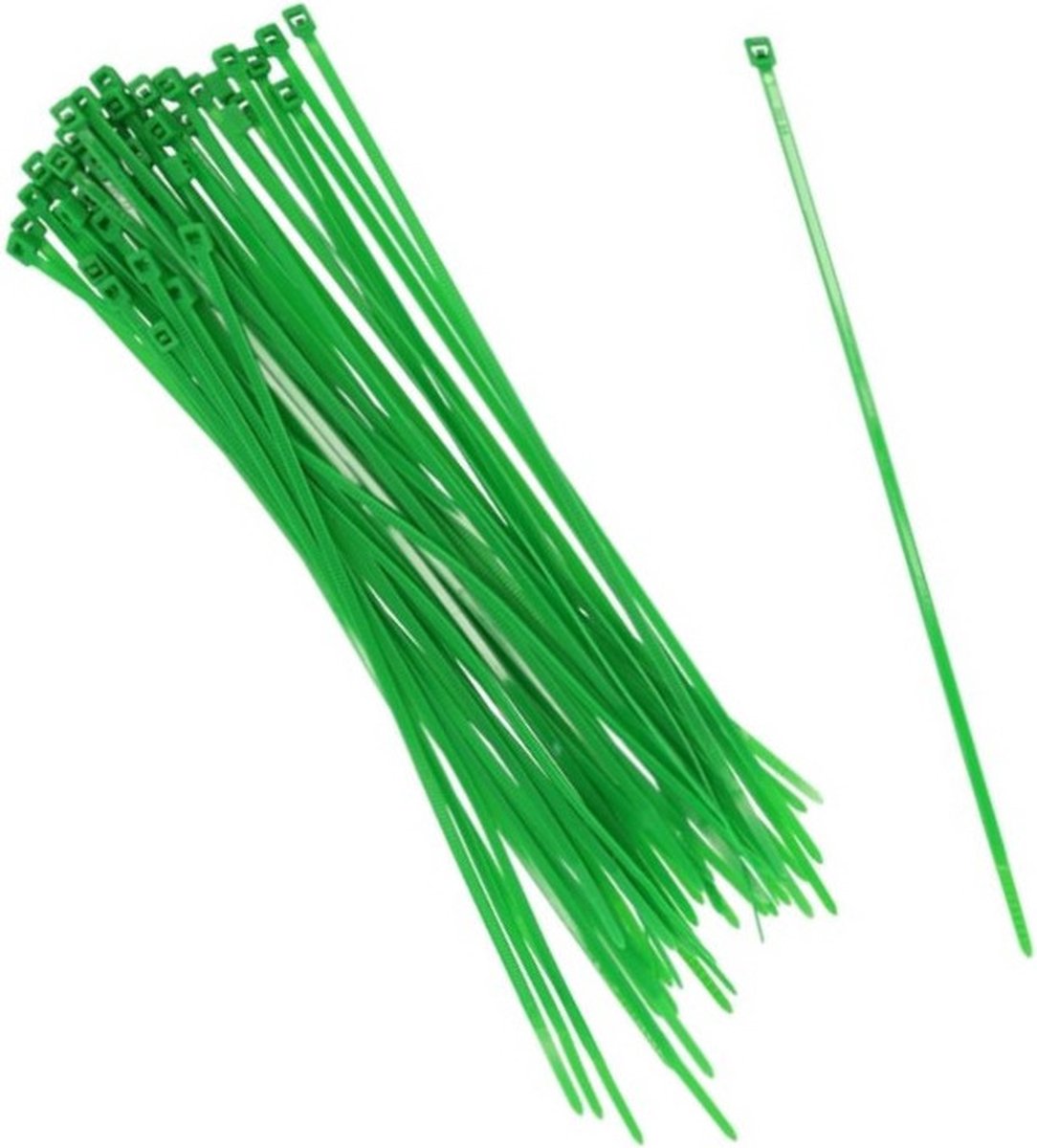 150x stuks Kabelbinders tie-wraps in het groen van 25 cm gemaakt van kunststof - snoeren bindmateriaal
