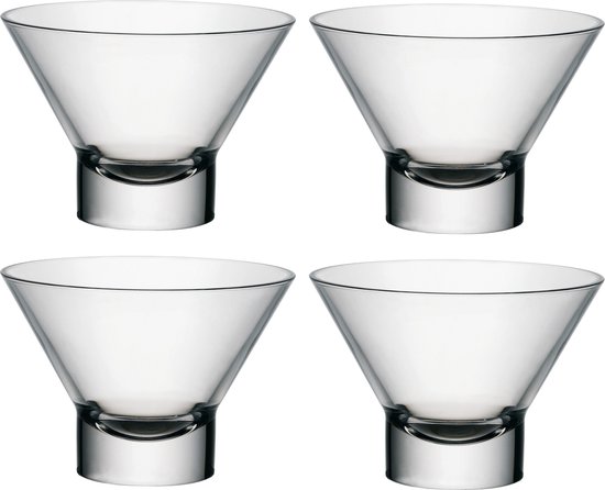 Set van 12x stuks ijs/sorbet coupes op voet van glas 370 ml - Ijscoupe glazen/schaaltjes