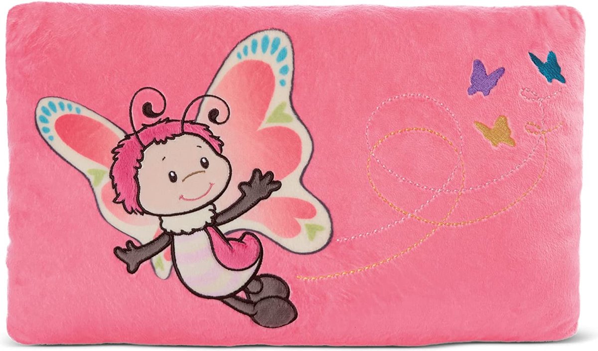 Knuffelkussen vlinder – pluizig knuffeldierkussen vlinder voor meisjes, jongens en baby's – rechthoekig knuffeldierkussen, 43 x 25 cm, 1 stuk (1 stuks