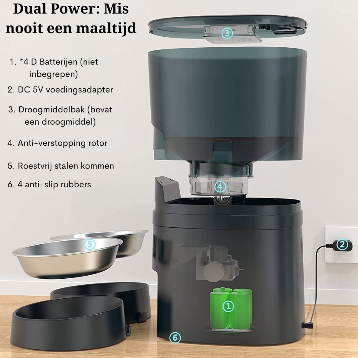 Automatische Voerbak Kat - Automatische kattenvoeder - 2.4G - afbeelding 3
