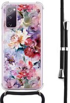 Casevibes - Telefoonhoesje met koord - Geschikt voor Samsung S20 FE - Bloemen Acryl - Roze - Bloemen