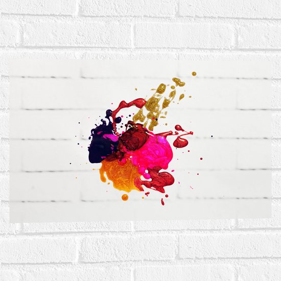 Muursticker - Verfklodders in Verschillende Kleuren op Witte Achtergrond - 60x40 cm Foto op Muursticker