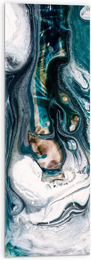 Acrylglas - Verfmix van Blauw en Wit - 30x90 cm Foto op Acrylglas (Wanddecoratie op Acrylaat)