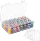 Handi Stitch 60 000 pièces de Peinture de diamants rondes – 60 couleurs – 64 petits plateaux avec boîte de rangement et étiquettes – Diamant de rechange pour point de croix, bricolage, artisanat et art libre