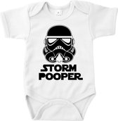 Romper | Storm Pooper | Maat 56 | Baby | Kraamcadeau | Wit | Zwart | Gifts by M