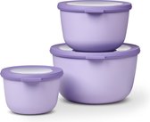 Mepal - Ensemble de 3 bols Mag (500 + 1000 + 2000 ml) - Passe au congélateur, au micro-ondes et au lave-vaisselle - Lilas nordique - Contenants de préparation de repas - Boîtes de rangement avec couvercle