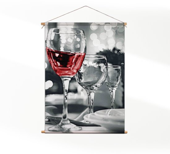 Textielposter Drink Rode Wijn CM) - Wandkleed - Wanddoek - Wanddecoratie