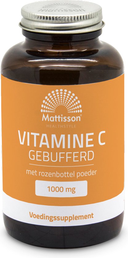 Mattisson - Vitamine C Gebufferd 1000 mg - Vitamine C met Magnesium & Rozenbottelpoeder - 90 Capsules