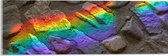 Acrylglas - Regenboog Lichtstralen op Stenen - 60x20 cm Foto op Acrylglas (Met Ophangsysteem)