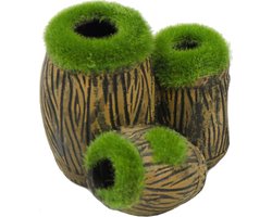 Aquariumornament - Decoratie aquarium - Houten vaten met mos - 10x8x9cm