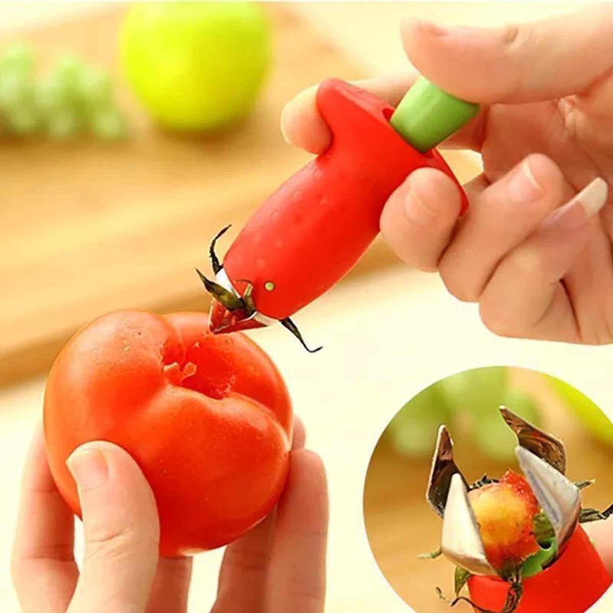 *** Tomaat & Aardbei Ontkroner - RVS - mes - Fruit Huller - Universeel keuken gereedschap - van Heble® ***