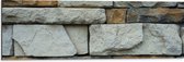 Dibond - Stenen Muur in Verschillende Grijs Tinten - 90x30 cm Foto op Aluminium (Wanddecoratie van metaal)