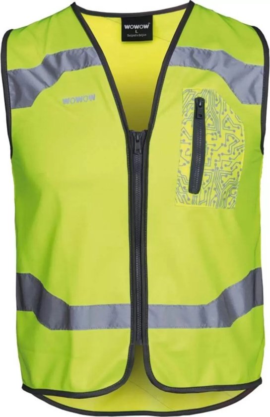 WOWOW Drone Gilet de sécurité avec fermeture éclair - vélo - course - marche - taille L - jaune