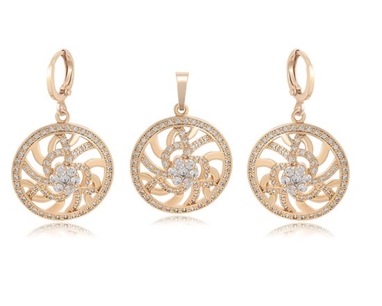 Gouden sieraden-set met zilveren stenen - 7076 | De Galazaak