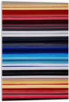 Acrylglas - Strepen in het Rood, Geel, Blauw en Grijs - 50x75 cm Foto op Acrylglas (Met Ophangsysteem)