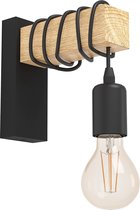 Intelectro Moderne Wandlamp - Verlicht je Huis met Stijl - Industriële Wandlamp van Echt Hout en Zwart Staal - 10W - Levering Sneller dan Aangegeven!
