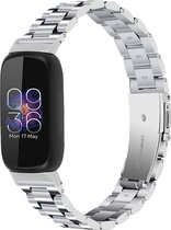Stalen Smartwatch bandje - Geschikt voor Fitbit Inspire 3 stalen bandje - zilver - Strap-it Horlogeband / Polsband / Armband