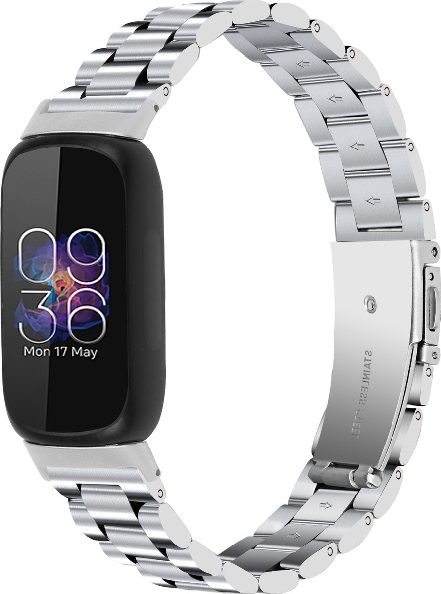 Stalen Smartwatch bandje - Geschikt voor Fitbit Inspire 3 stalen bandje - zilver - Strap-it Horlogeband / Polsband / Armband