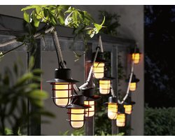 Vintag Solar Lichtsnoer 2M - Tuinverlichting - Lichtsnoer Zonneenergie - 6 Stuks - Flikkerend Vlammeneffect - 30 CM Tussenruimte - Sensor lamp - kampeerverlichting