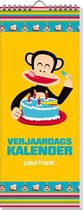 Verjaardagskalender Paul Frank - Geen jaartal - Ophangbaar - Kleur geel  - 13 x 33 x 0,5 cm