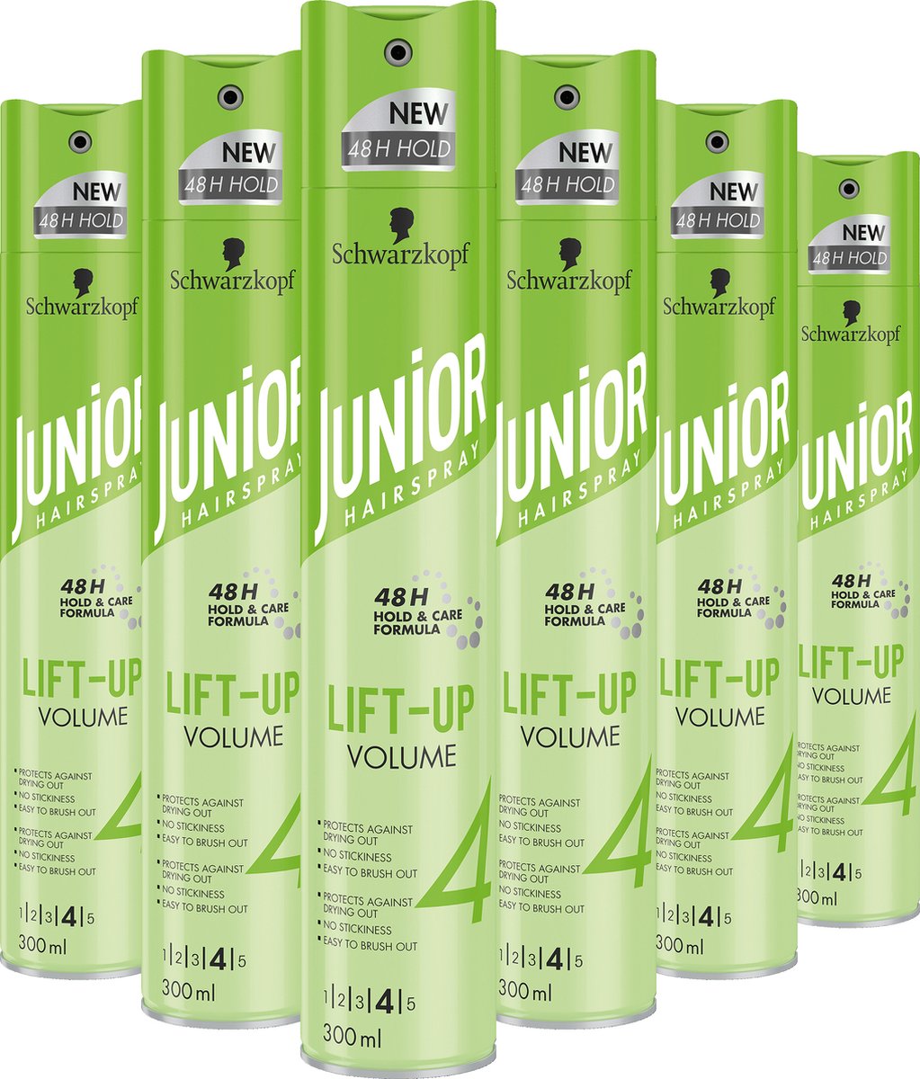 Junior Hairspray Ultra Lift-Up Volume - Haarlak - Voordeelverpakking - 6 x 300 ml