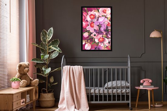 Cadre photo avec affiche - Rose - Orchidée - Fleurs - Couleurs - Botanique - 60x90 cm - Cadre pour affiche