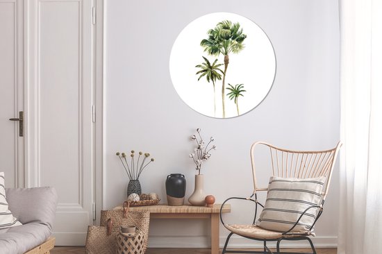 WallCircle - Stickers muraux - Cercle de papier peint - Jungle - Arbre - Vert - 100x100 cm - Cercle mural - Autocollant - Papier peint autocollant rond XXL