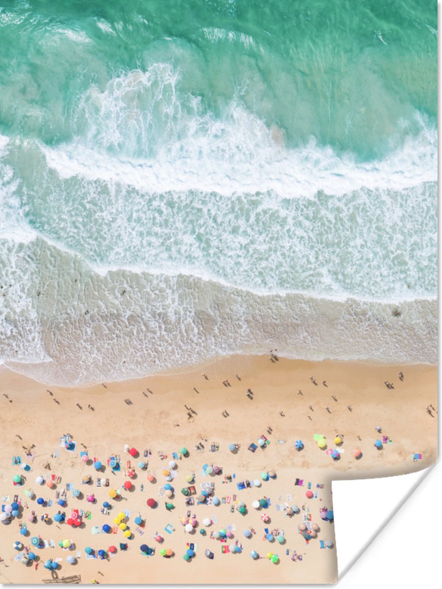 Poster Zee - Strand - Parasols - Water - Zomer - 90x120 cm