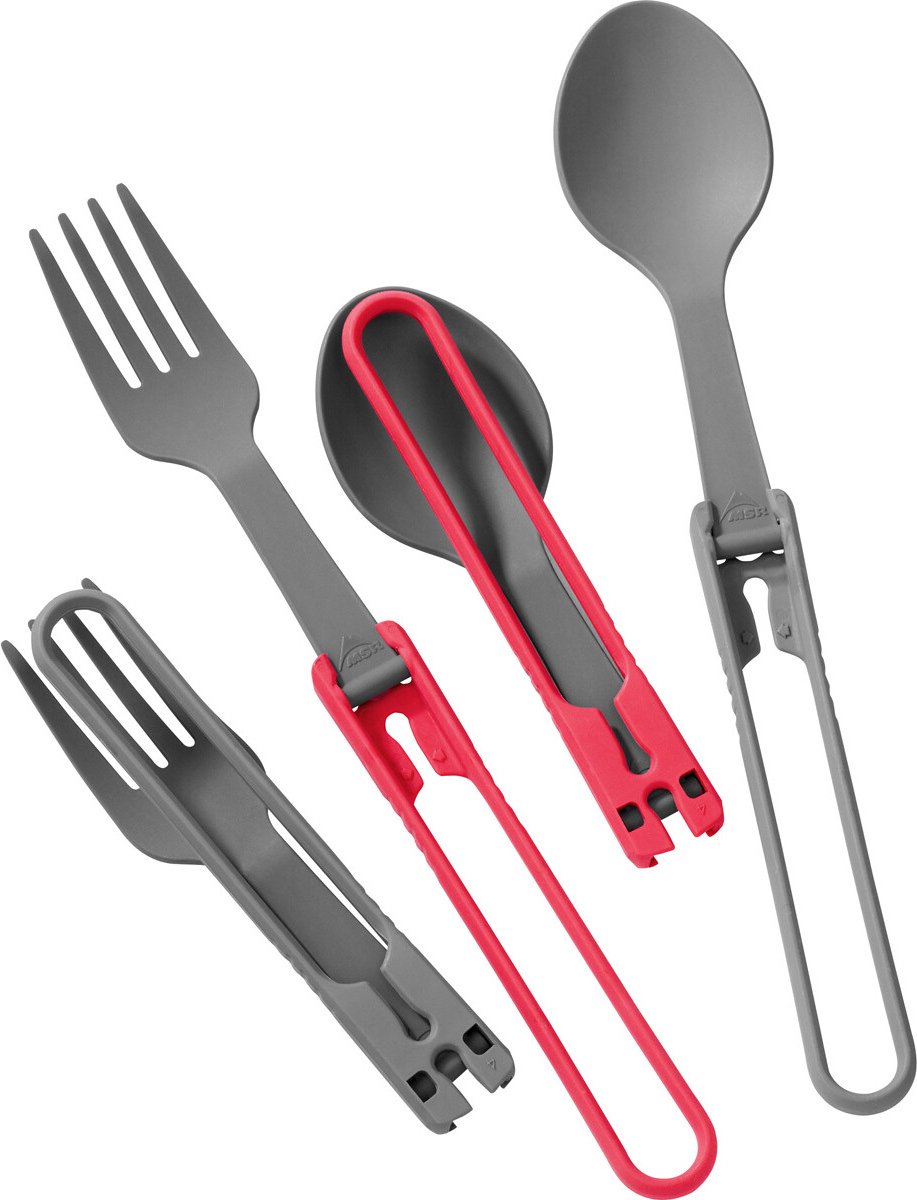 MSR - Folding Utensils 4-Pack - rood/grijs - kookaccessoires - lepel & vork