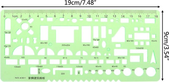 4-delige ontwerpsjablonen set - architectuur - technische tekeningen - maken van plattegronden op schaal - Pencilluxe