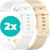 Bracelets pour montres connectées - Pack de 2 - Bracelet en Siliconen - Wit - Beige - Bracelet 18 mm - lot de 2 - Convient pour Vivoactive 4s / Garmin Venu 2s / Garmin Vivomove 3s
