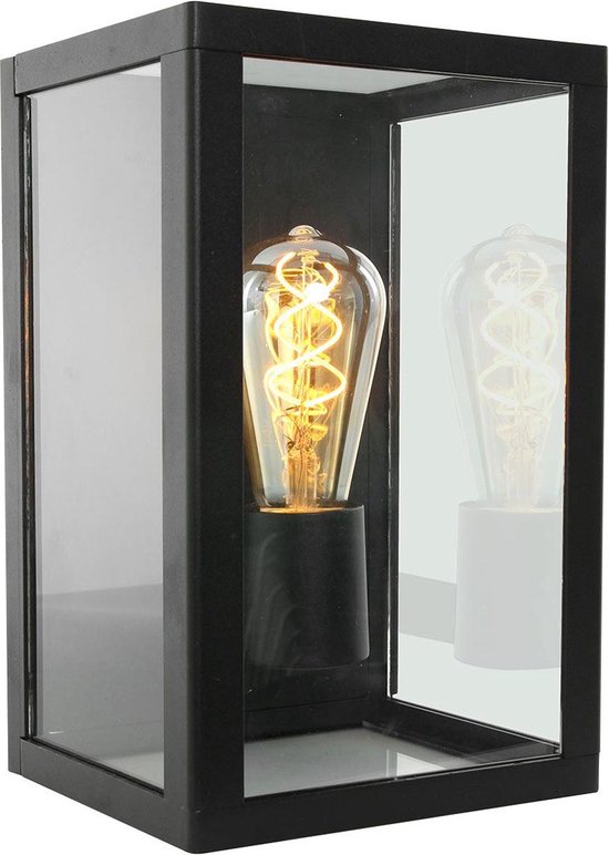 Buitenlamp | tuinlamp | wandlamp | rechthoek | zwart met glas