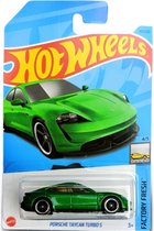 Hot Wheels Porsche Taycan Turbo S - Groen - Die Cast - 7 cm - Schaal 1:64