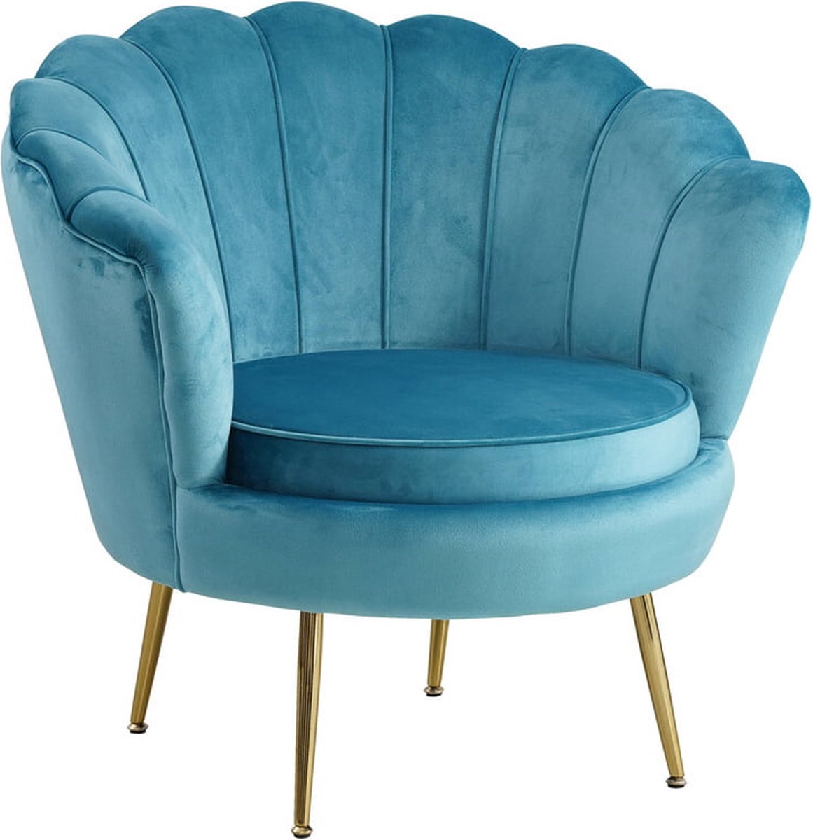 Fauteuil Chanelle Blauw - Velours - Zithoogte 44 cm - Zitdiepte 56 cm