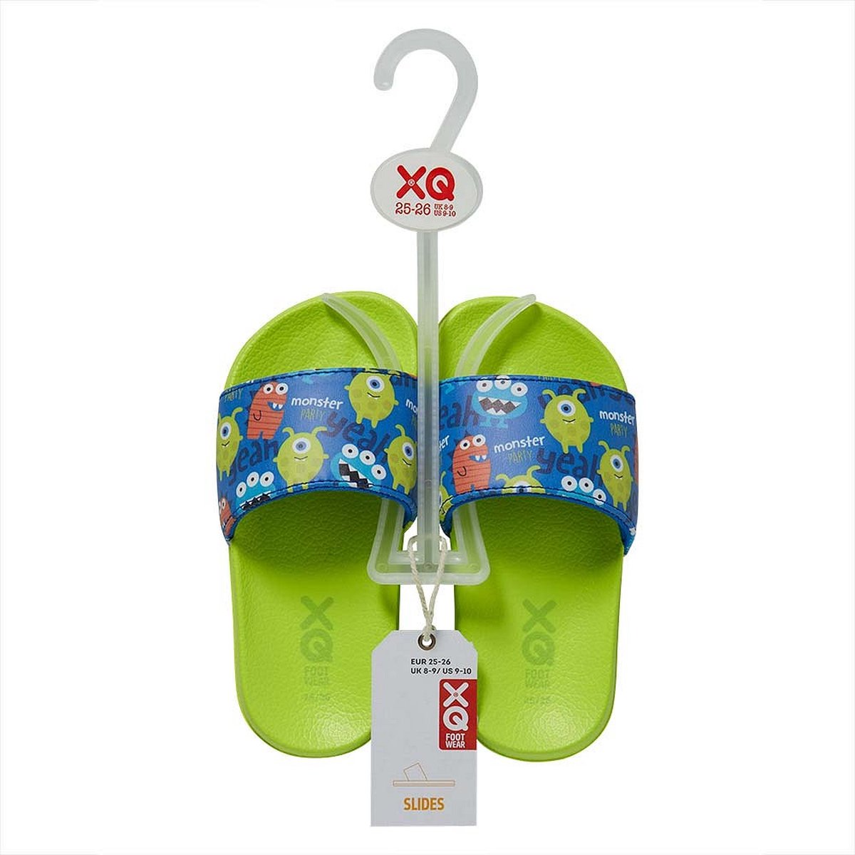XQ Footwear - Slippers - Monsters - Groen - Blauw - Maat 33/34