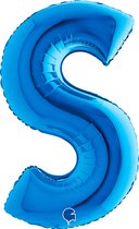 Folieballon 100cm letter S blauw