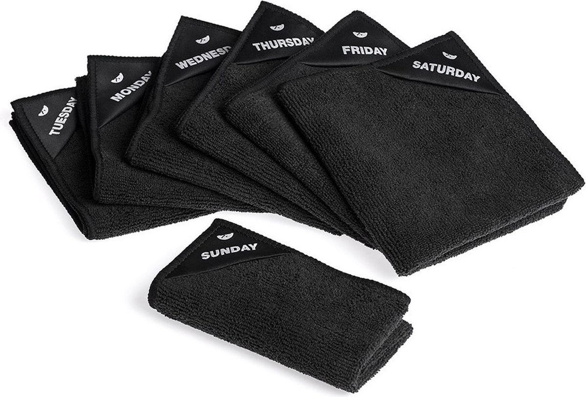 Bol.com Klud Microvezel Vaatdoekjes - Set van 7 - Zwart aanbieding