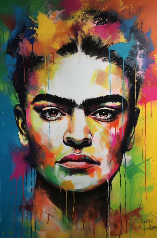 Poster Frida Kahlo - Abstract Portret - Moderne Kunst - Wanddecoratie - Interieur Design - 61x91 - YR - Geschikt om in te lijsten